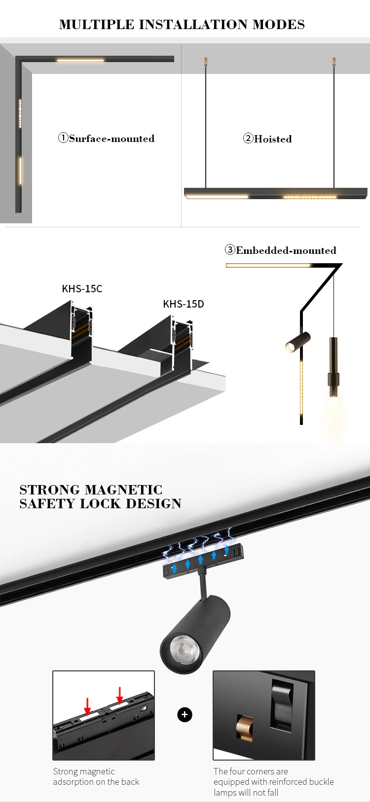 Indoor Decoration Office Clothes Store Restaurant Magnetic Track