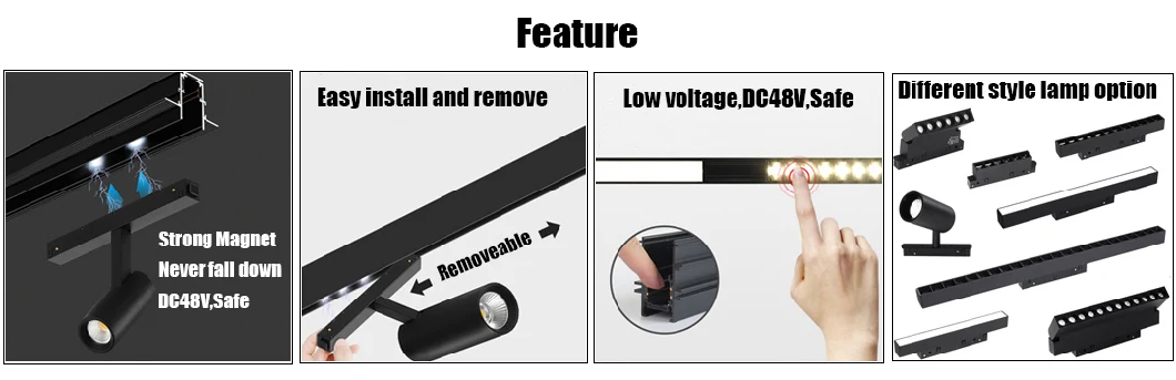 DC48V LED Track Magnetic Track Light 0-10V Dali Dimming